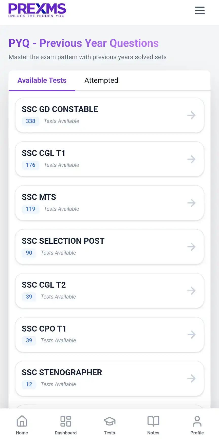 prexms academy app screen 3